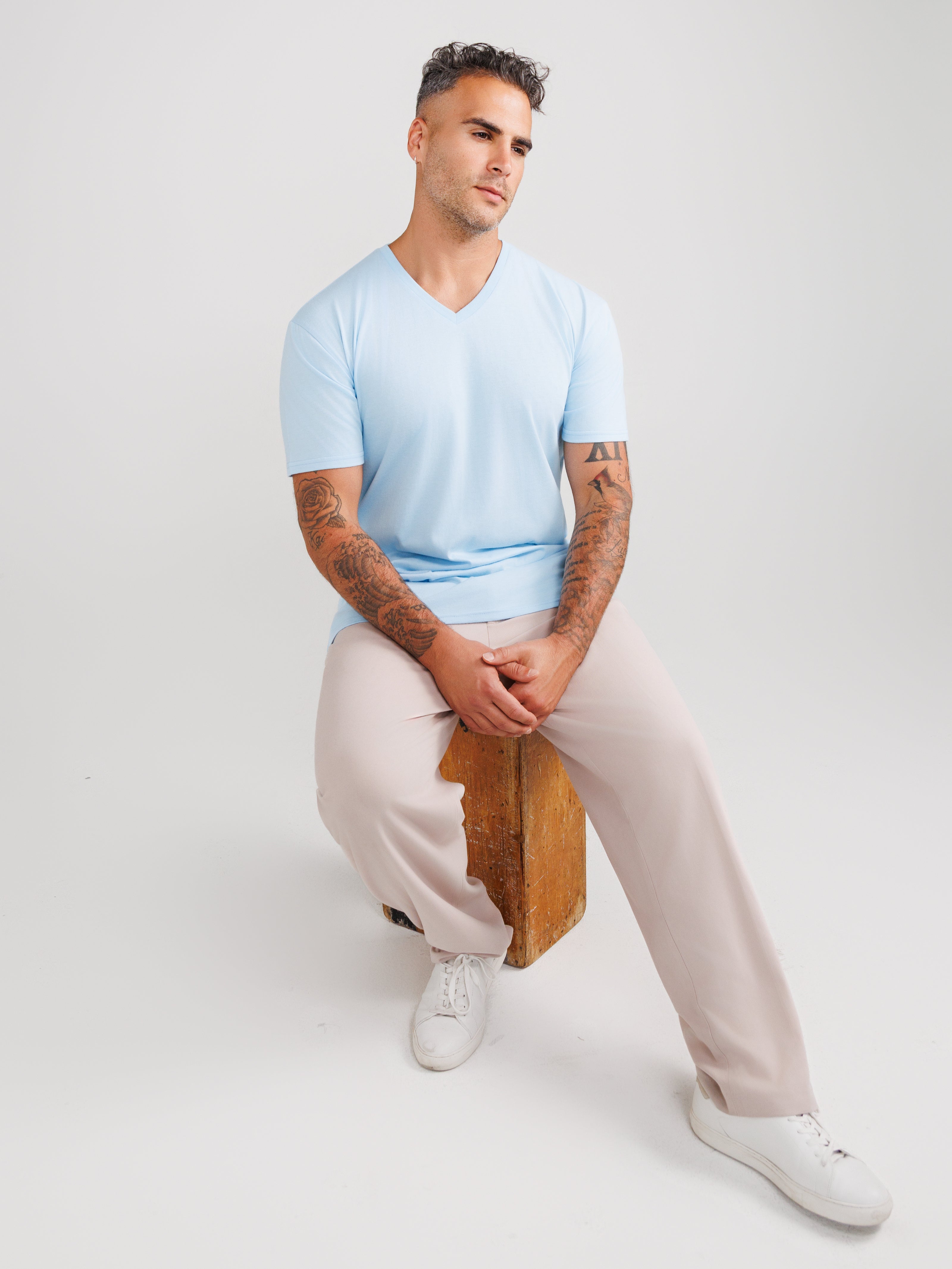 Baby Blue V-Neck T-Shirt
