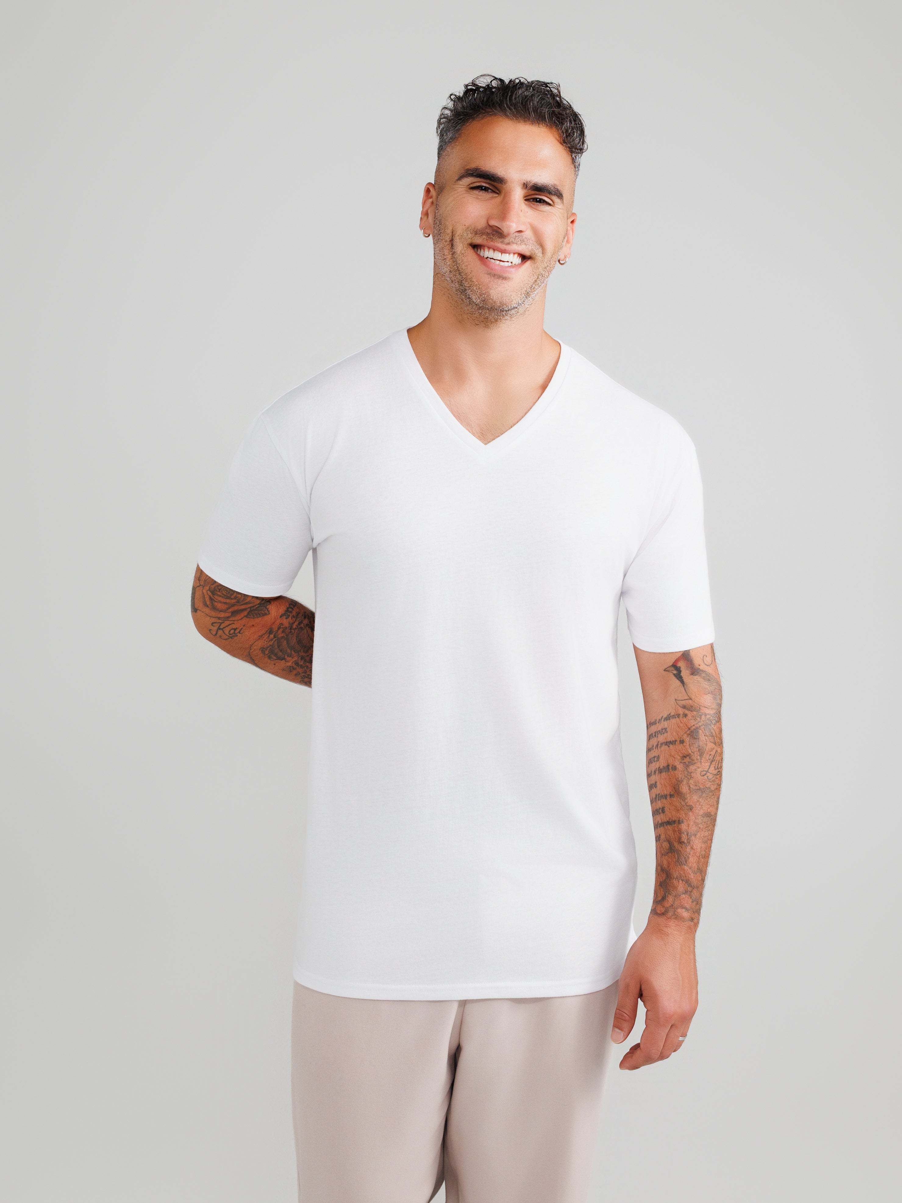 White V-Neck T-Shirts