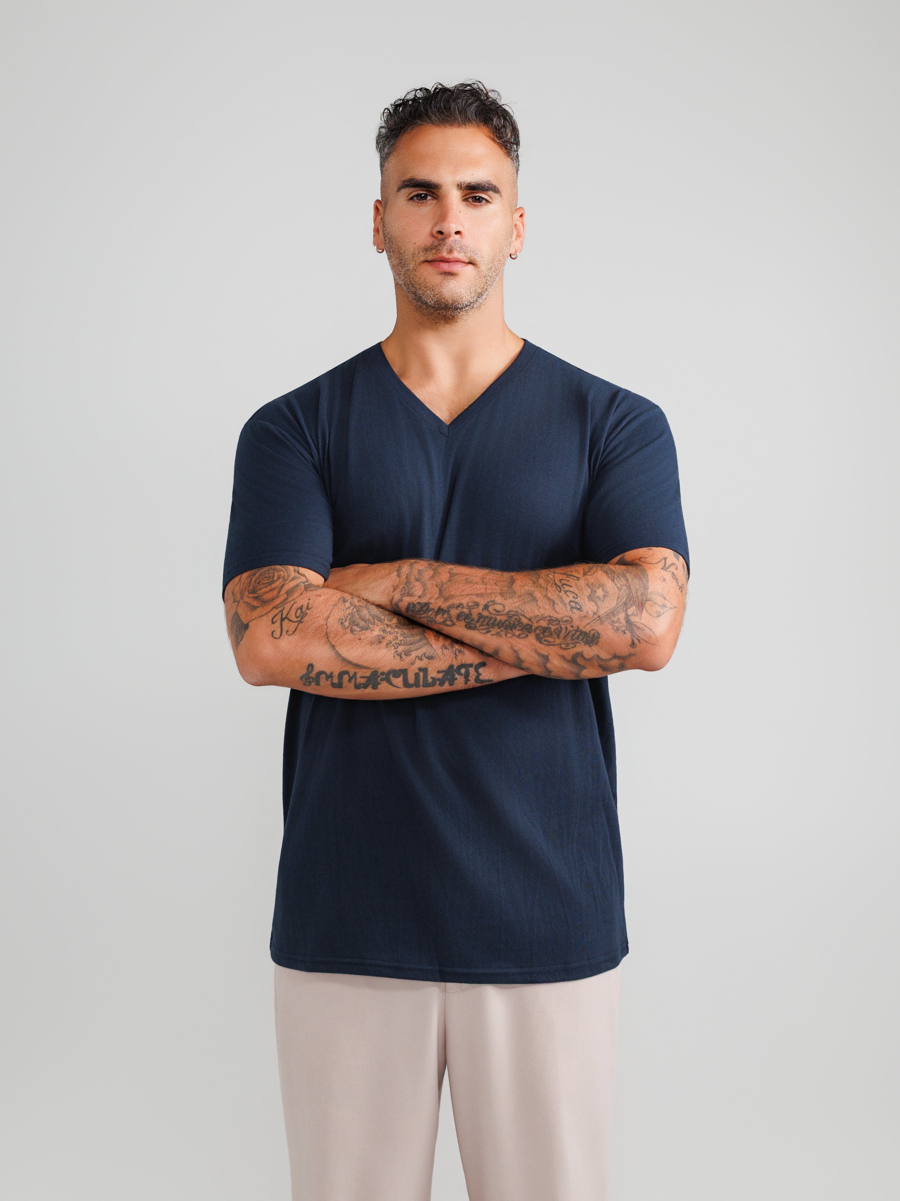 Navy V-Neck T-shirts